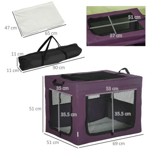 Foldable Purple Cat Carrier