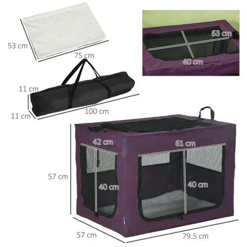 Foldable Purple Cat Carrier