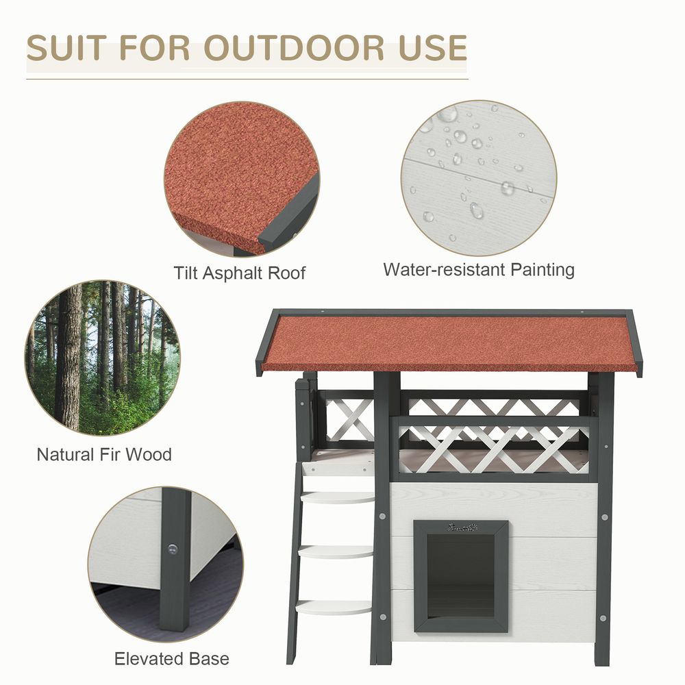 pawHut outdoor cat House with balcony