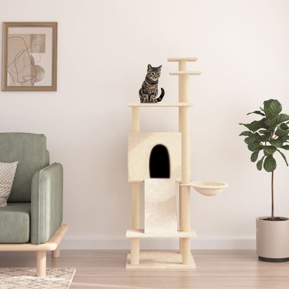 vidaxl tall cat tree cream