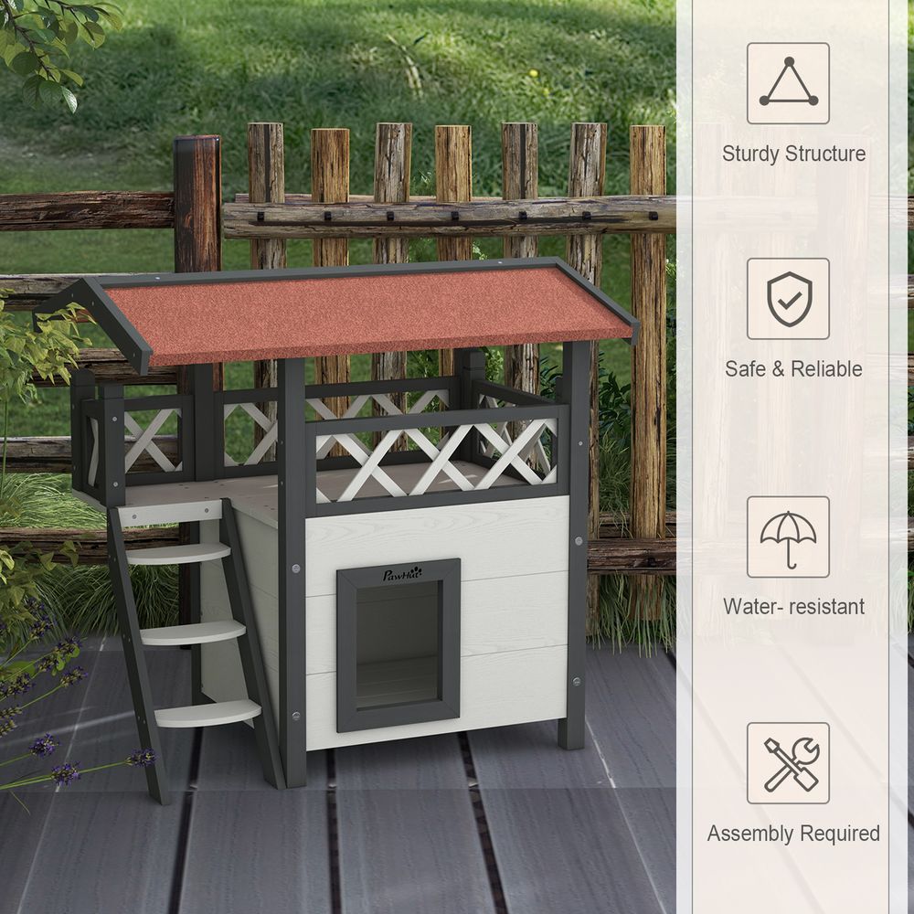 pawHut outdoor cat House with balcony
