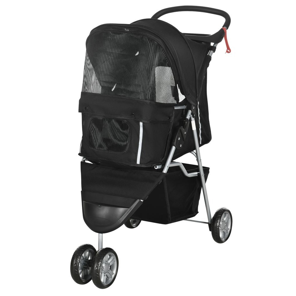 Black cat stroller with three wheels