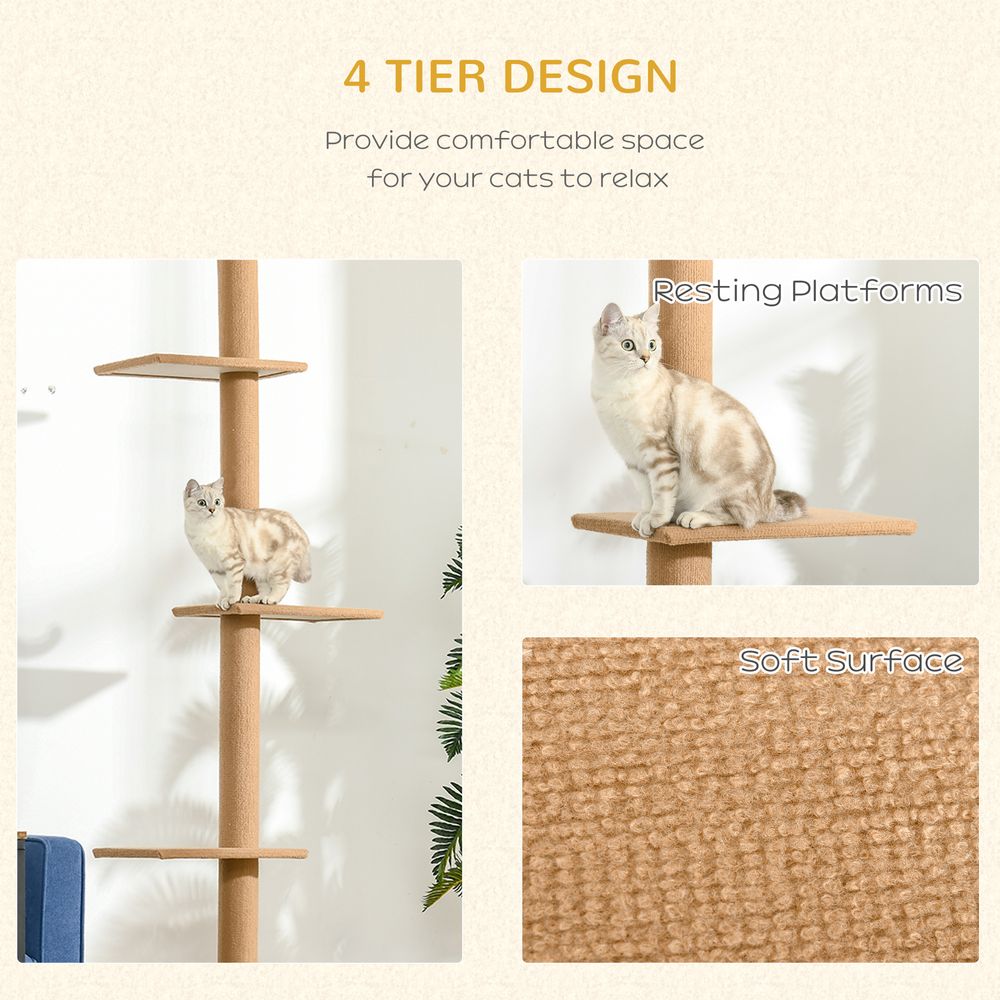 Cat Tree Floor to Ceiling Beige