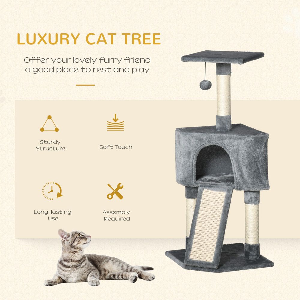 Cat Tree Three Tier Ramp Grey