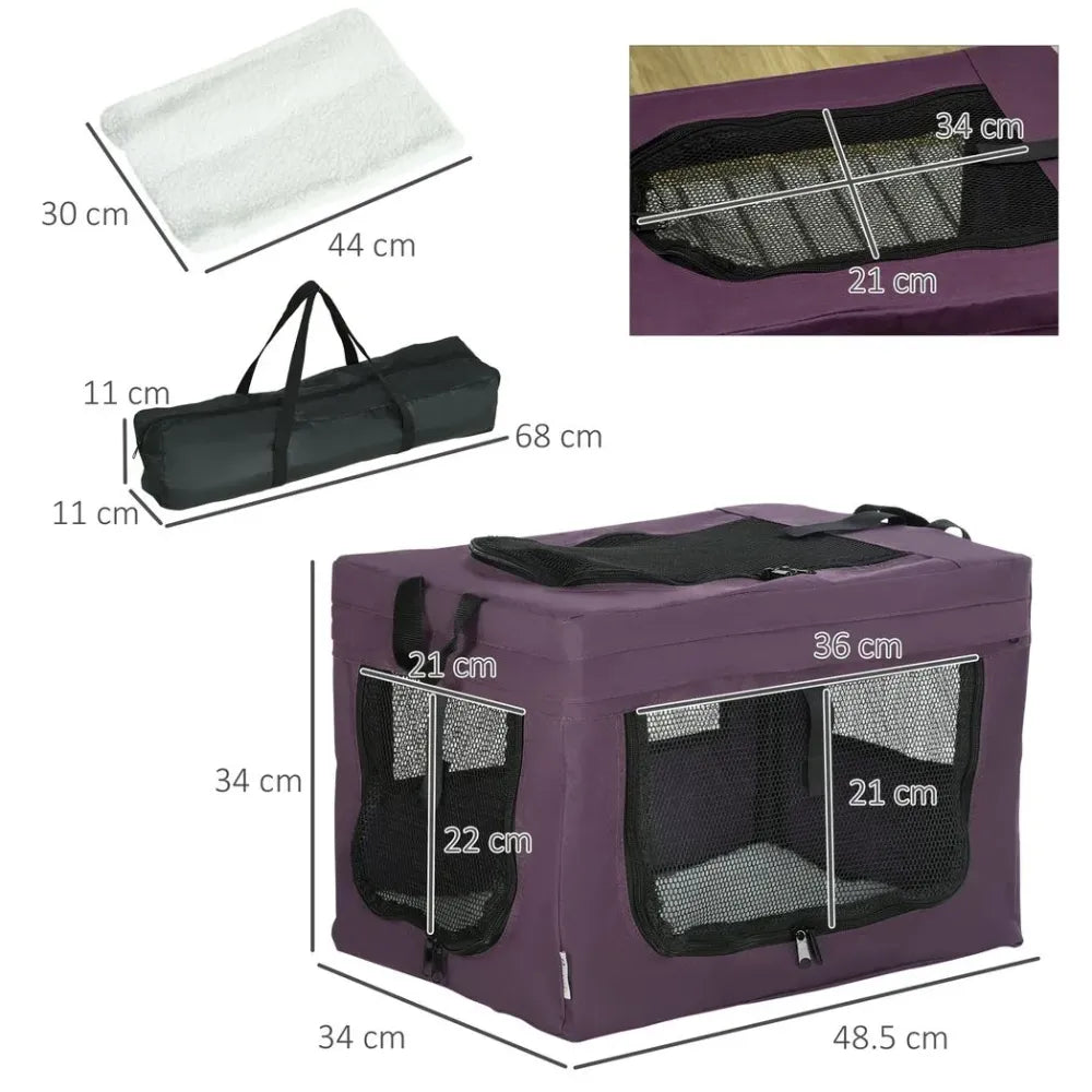 Foldable Purple Cat Carrier