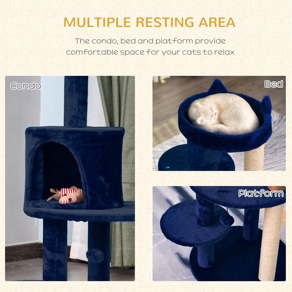 Deluxe Blue Cat Tree with house
