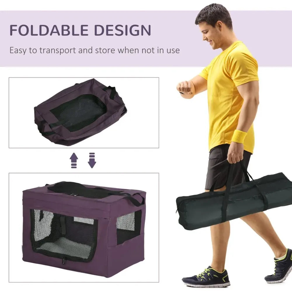 Foldable Purple Cat Carrier