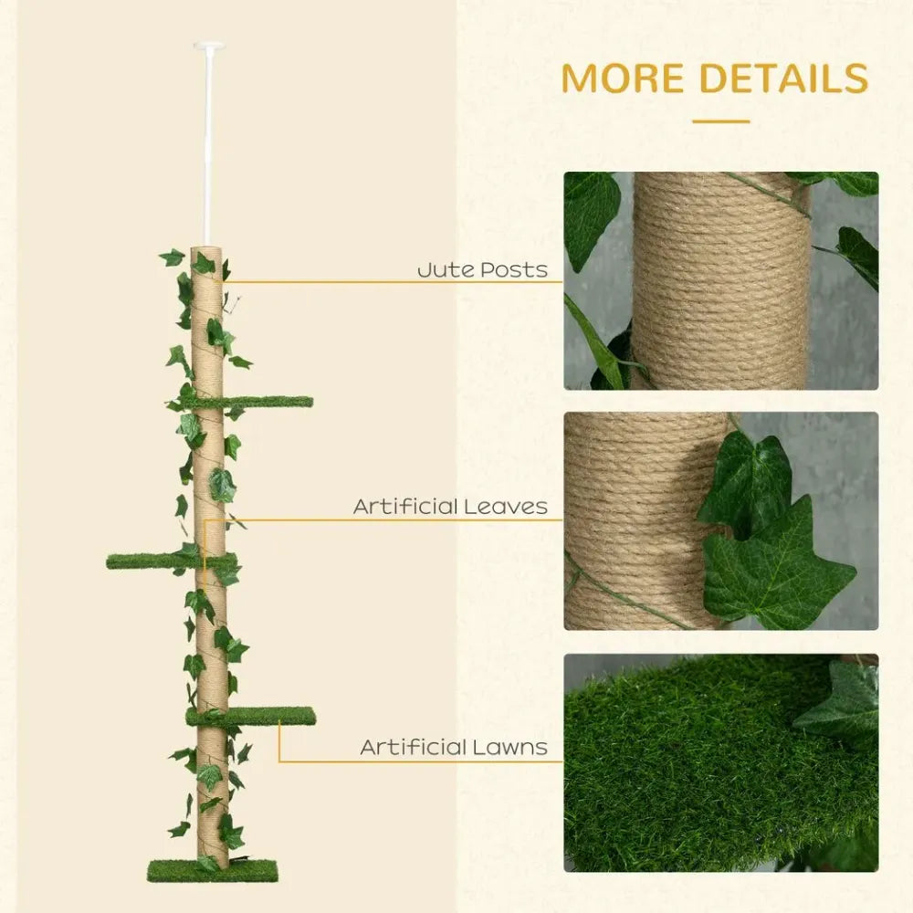 Floor to Ceiling Cat Tree Pine with Leaves