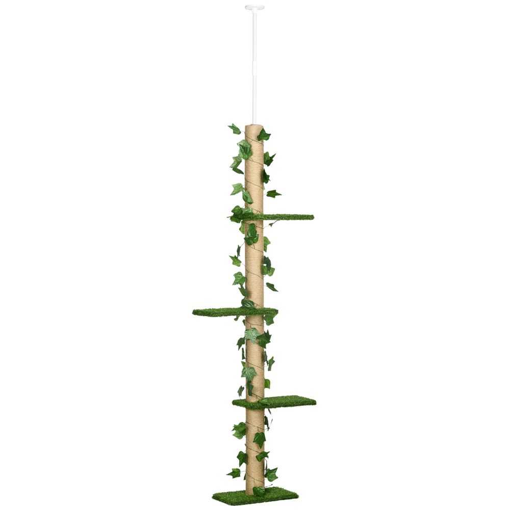 Floor to Ceiling Cat Tree Pine with Leaves