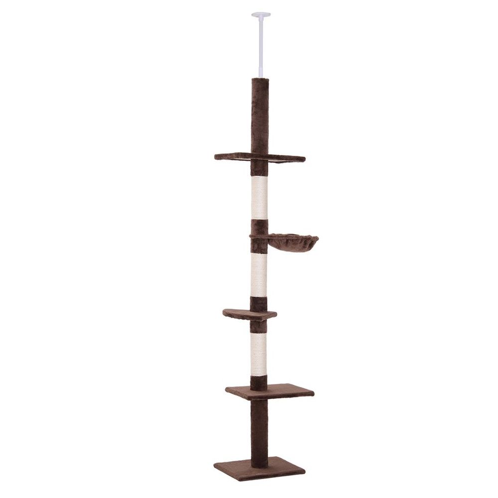 Floor to Ceiling  Five Tier Cat Tree - brown