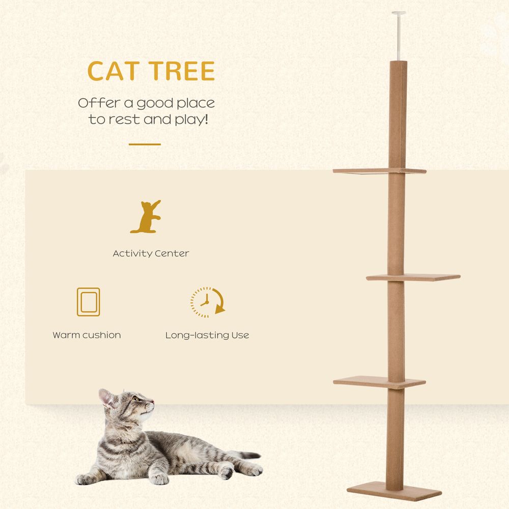 Cat Tree Floor to Ceiling Beige