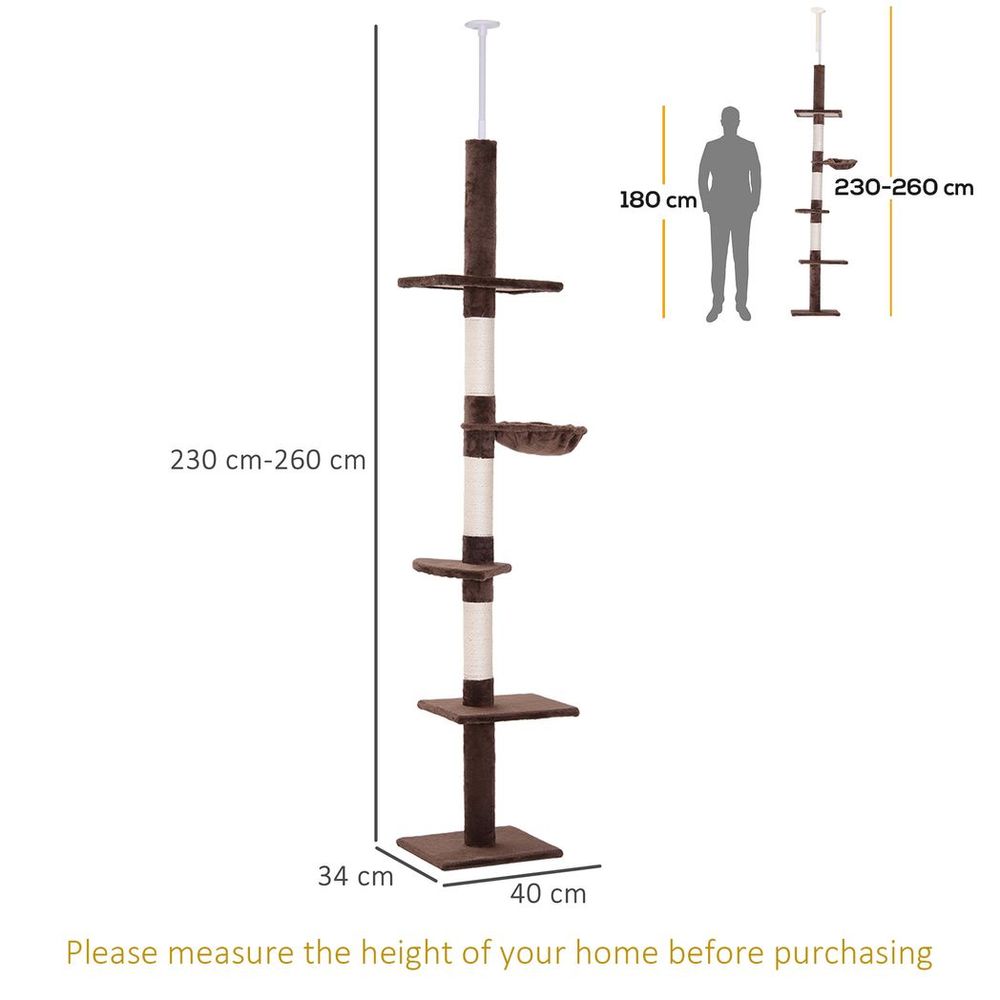 Floor to Ceiling  Five Tier Cat Tree - brown