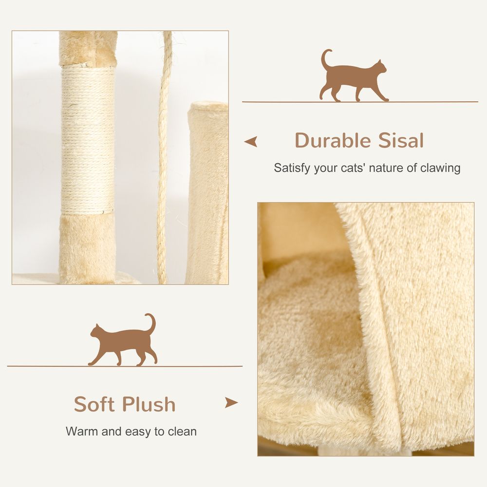 Maine Coon Cat Tree Four Tier Beige