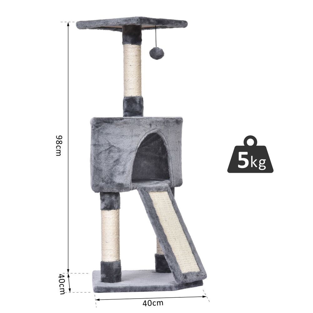 Cat Tree Three Tier Ramp Grey