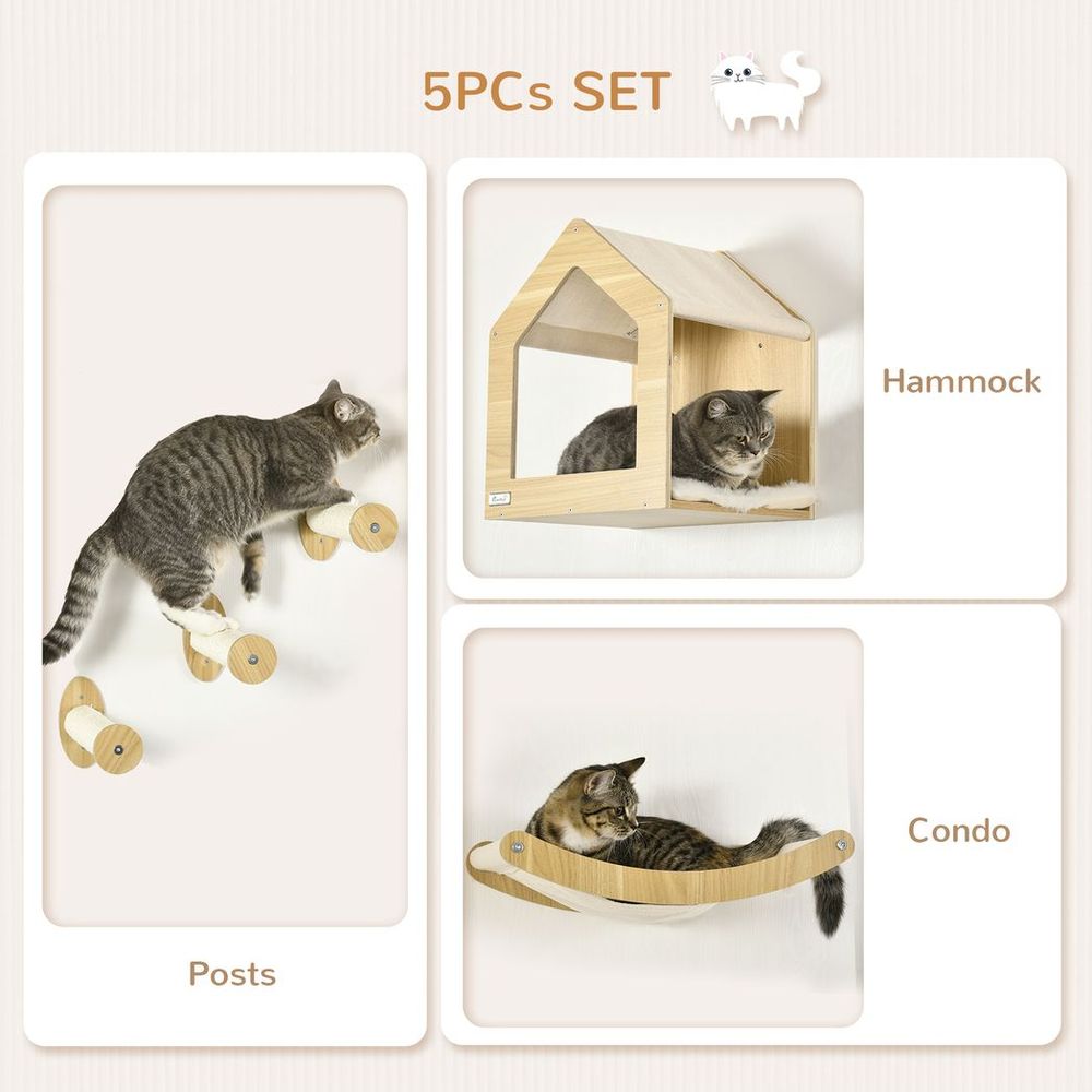 Five Piece Wall Mounted Cat shelf