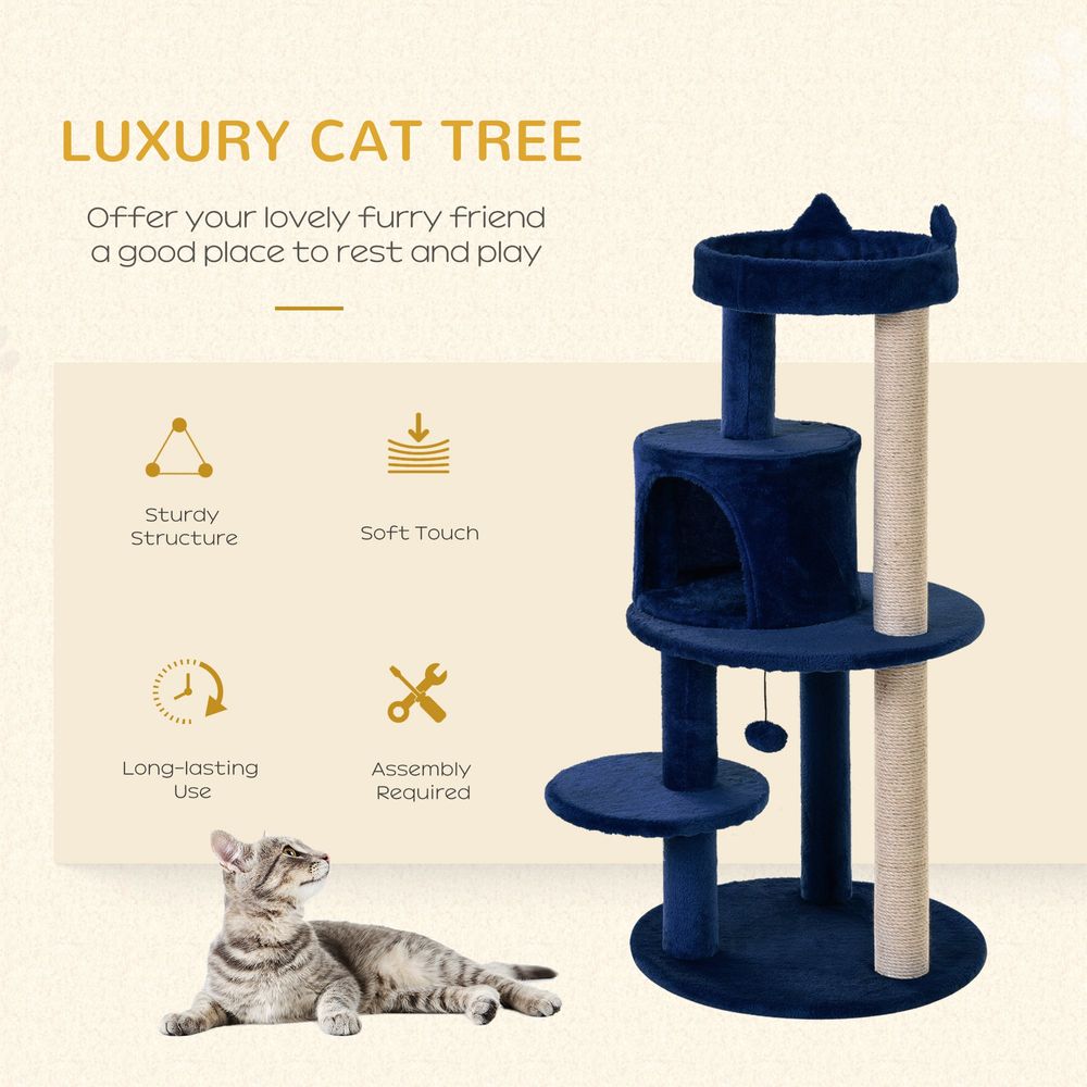 Deluxe Blue Cat Tree with house