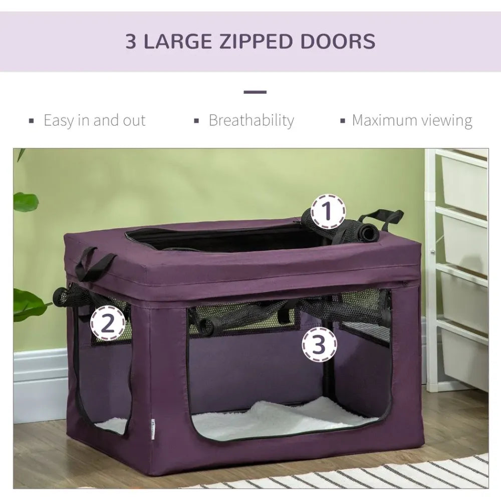 Foldable Purple Cat Carrier