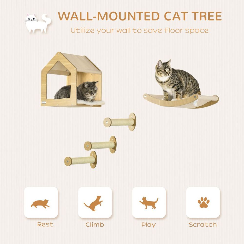 Five Piece Wall Mounted Cat shelf