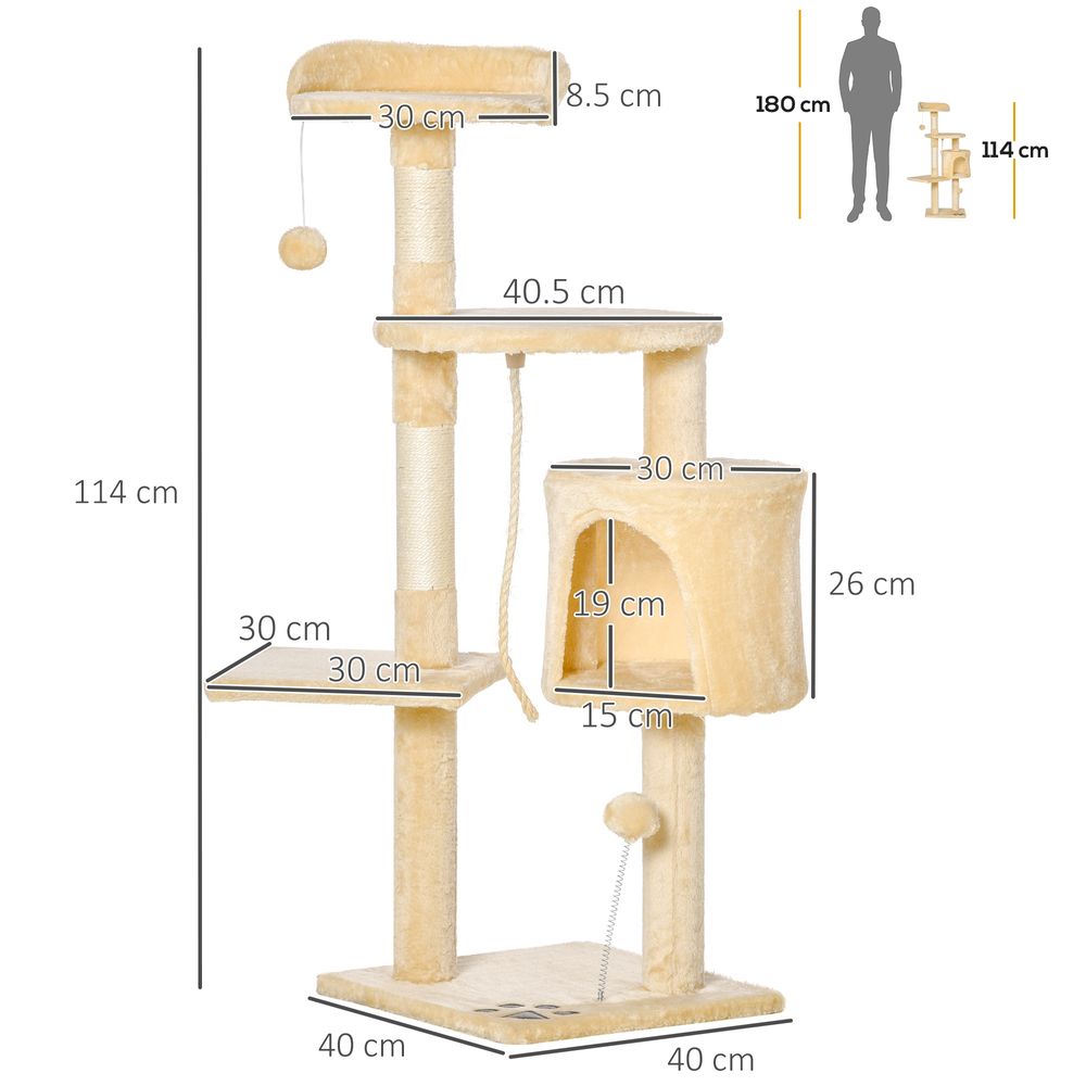 Maine Coon Cat Tree Four Tier Beige
