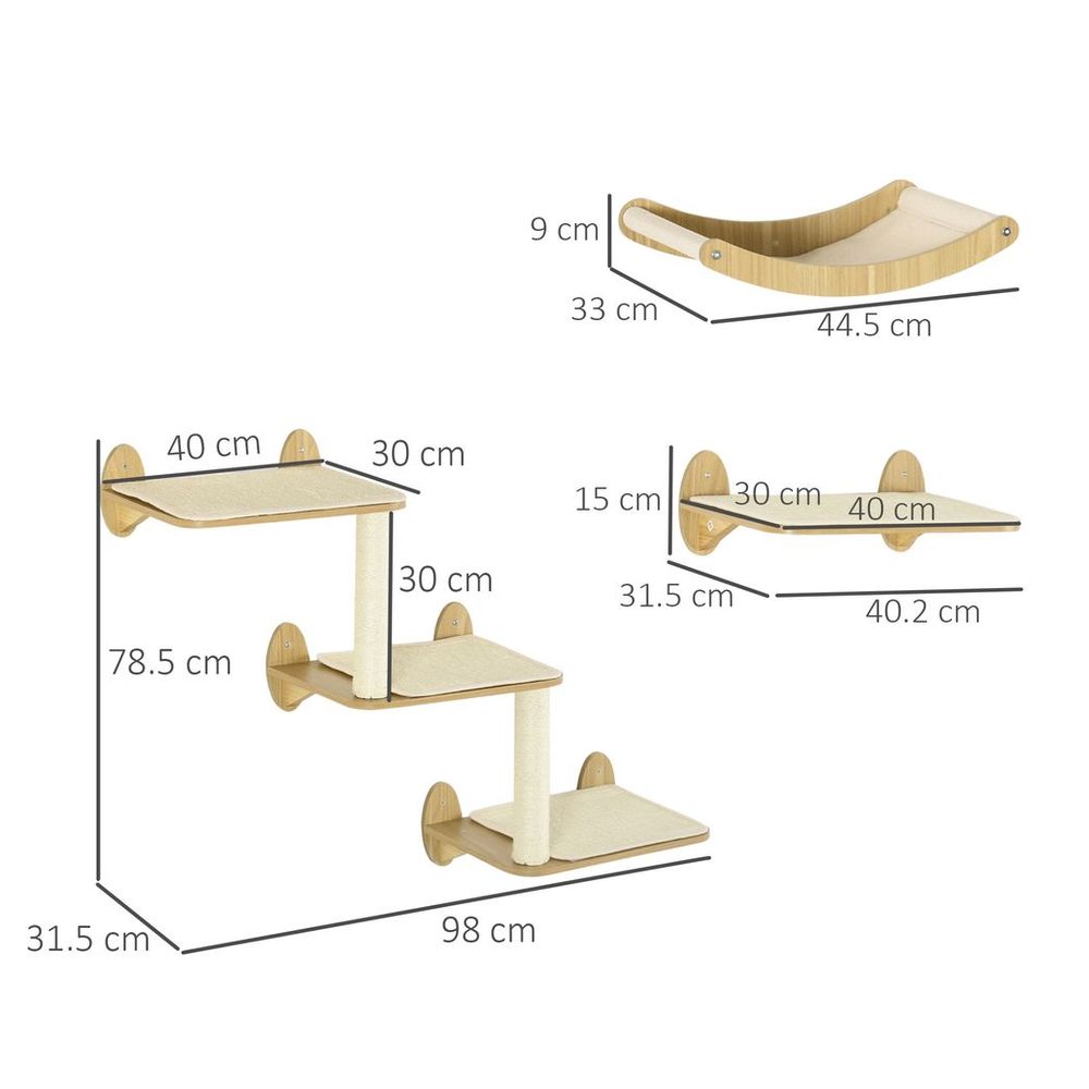 Three Piece Wall Mounted Cat Shelf