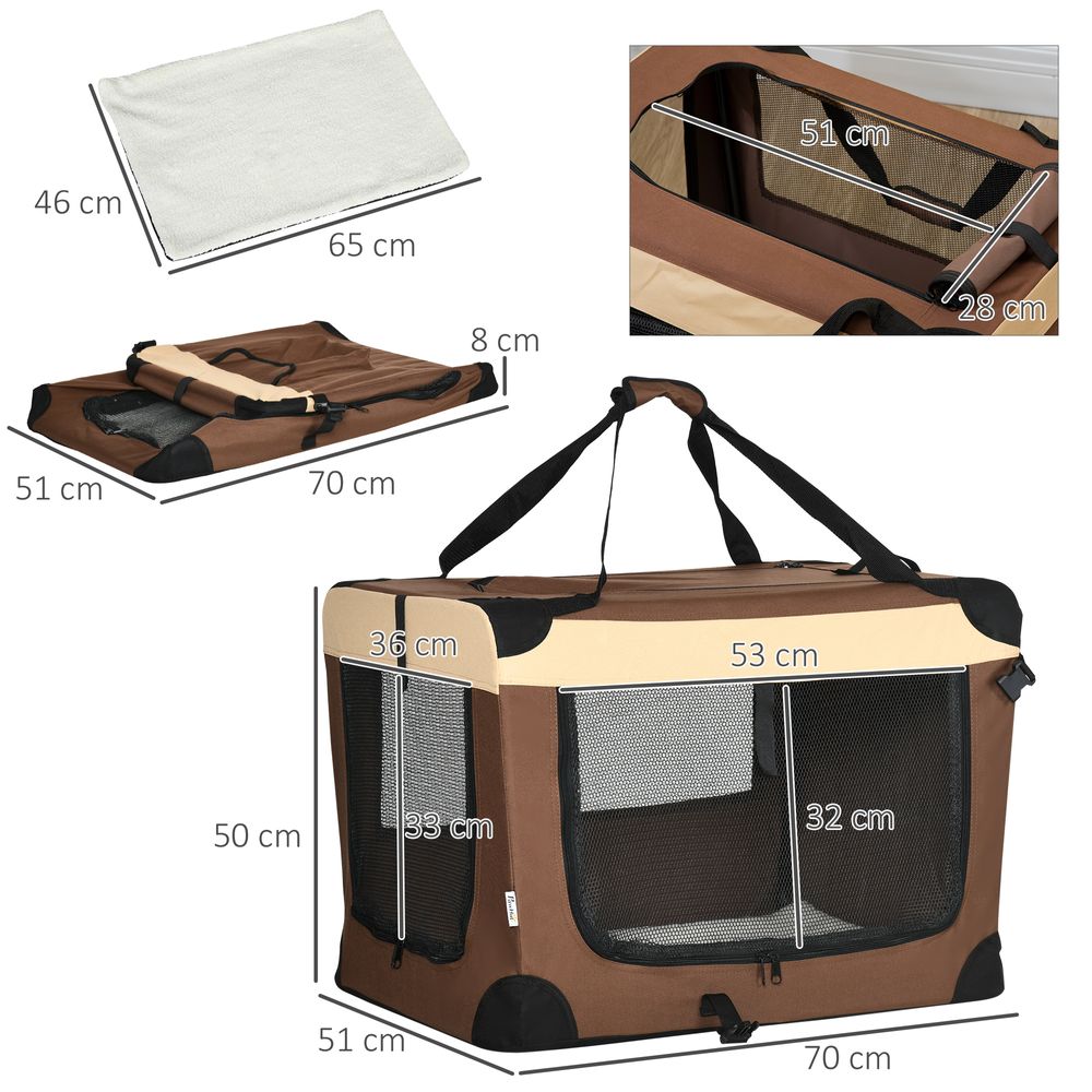 dimensions of foldable brown cat carrier