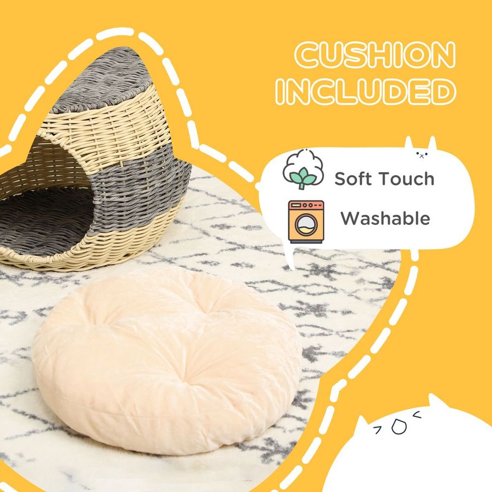 cushion included with Cat Bed Wicker house