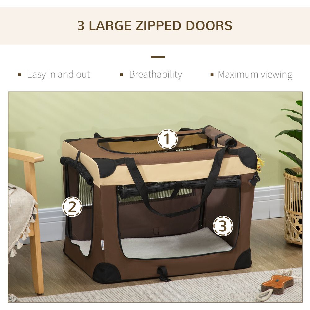 zip doors for breathing in brown cat carrier