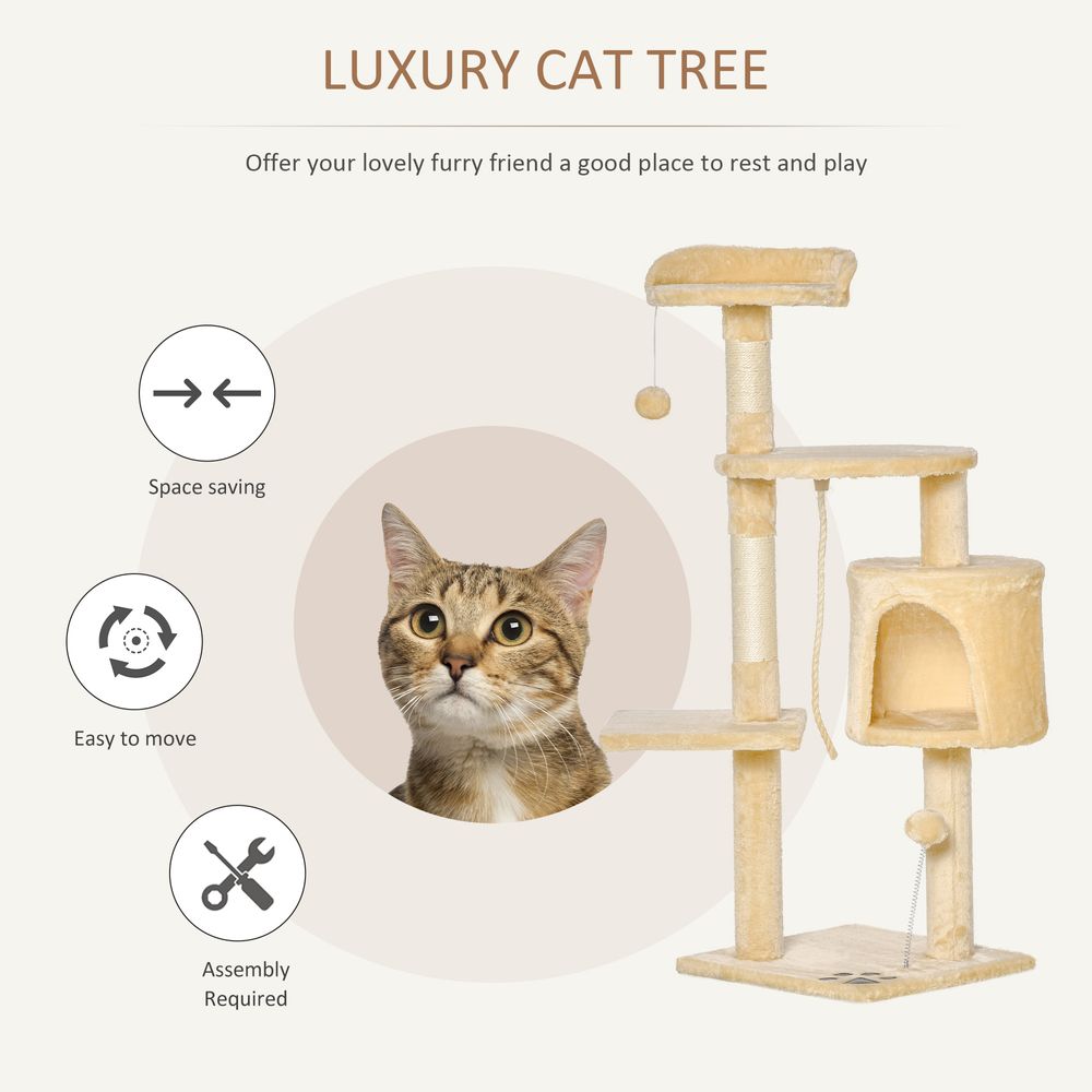 Maine Coon Cat Tree Four Tier Beige