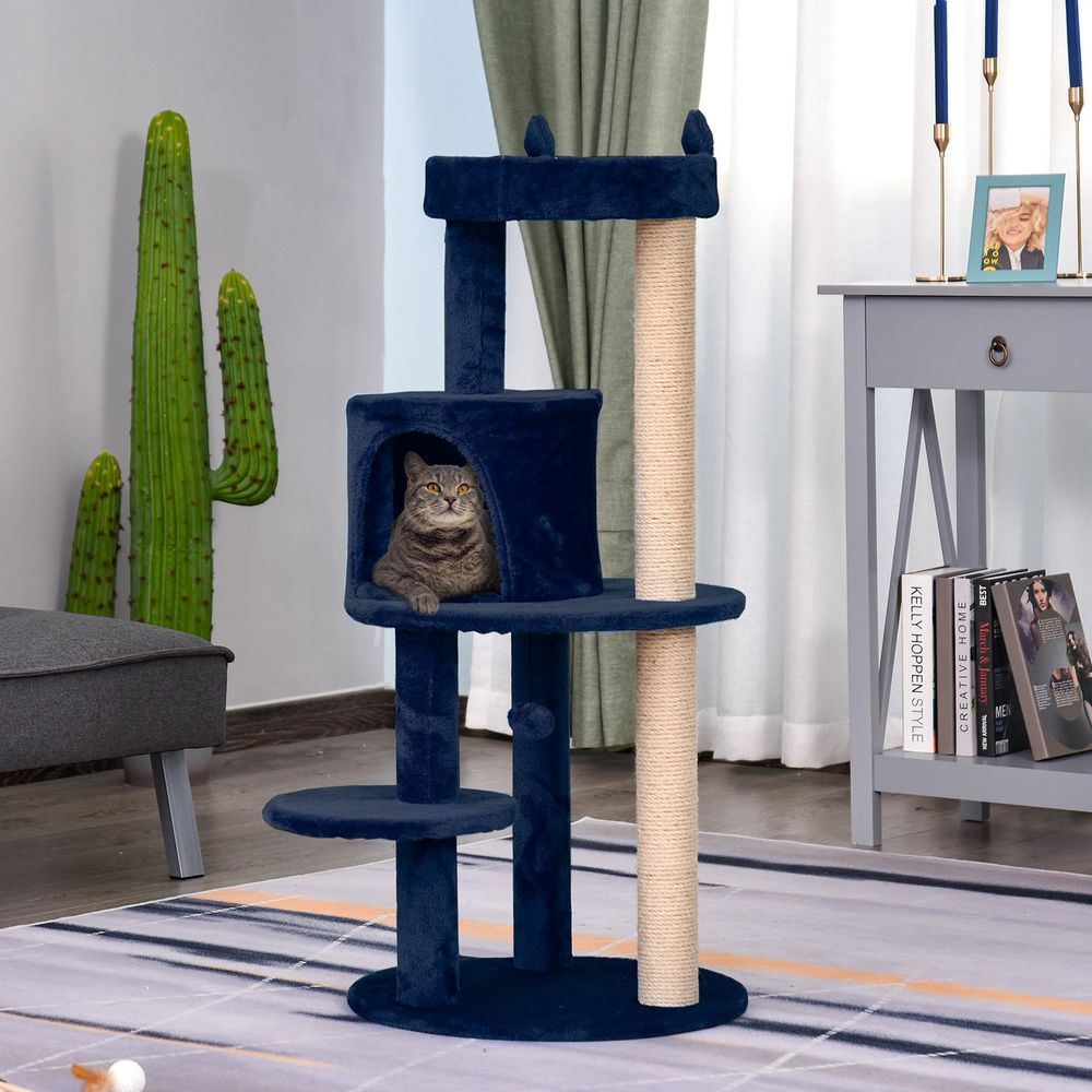 Deluxe Blue Cat Tree with house