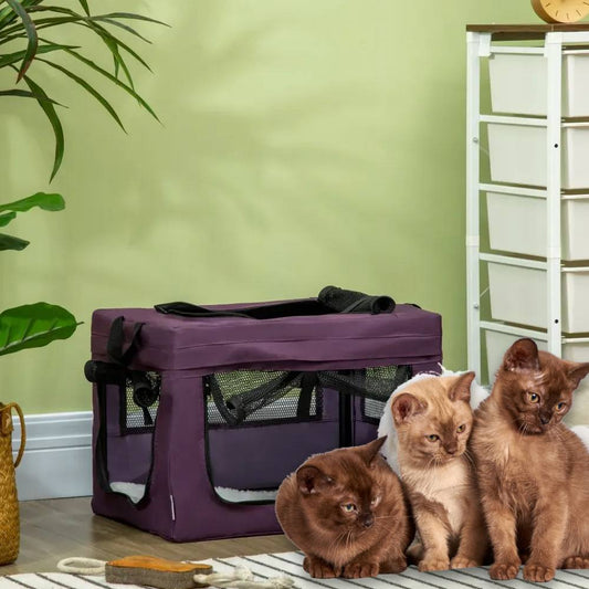 Foldable Purple Cat Carrier