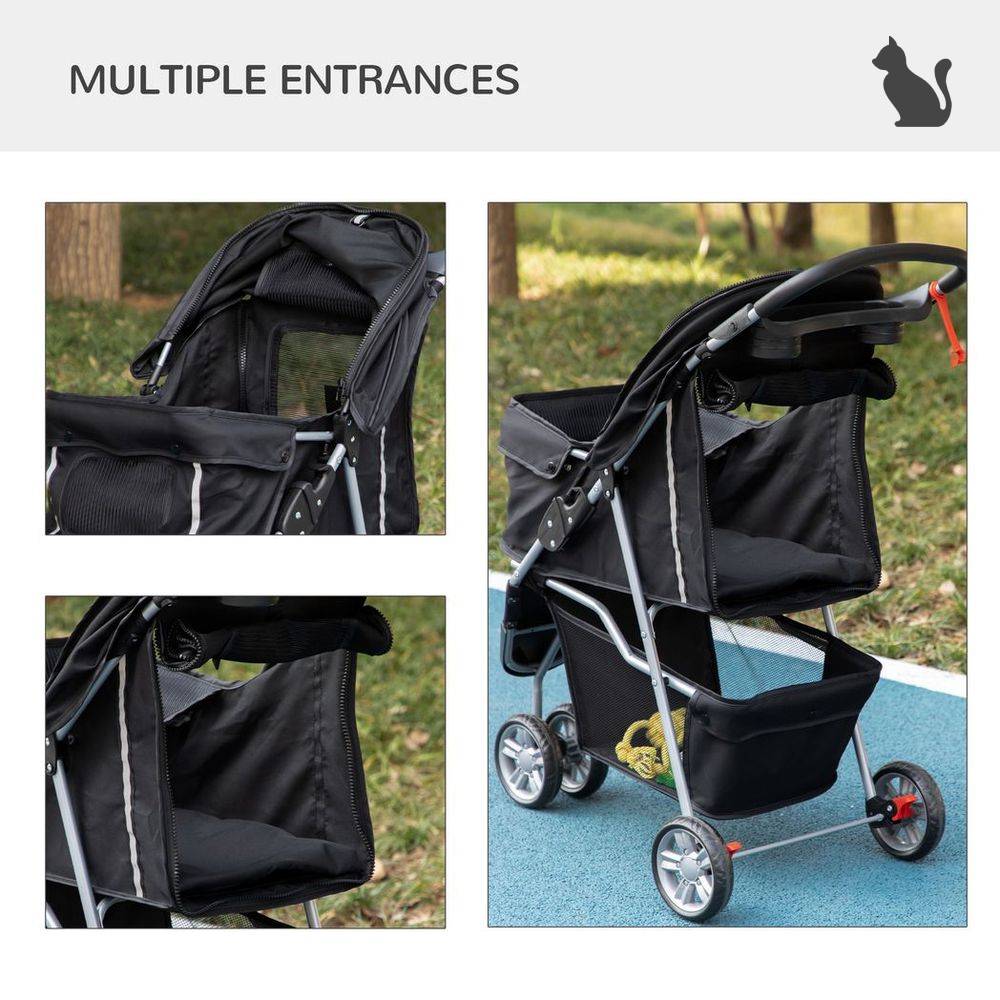 Multiple use of Black cat stroller with three wheels