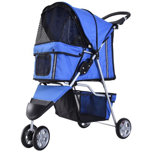 Blue cat stroller with three wheels