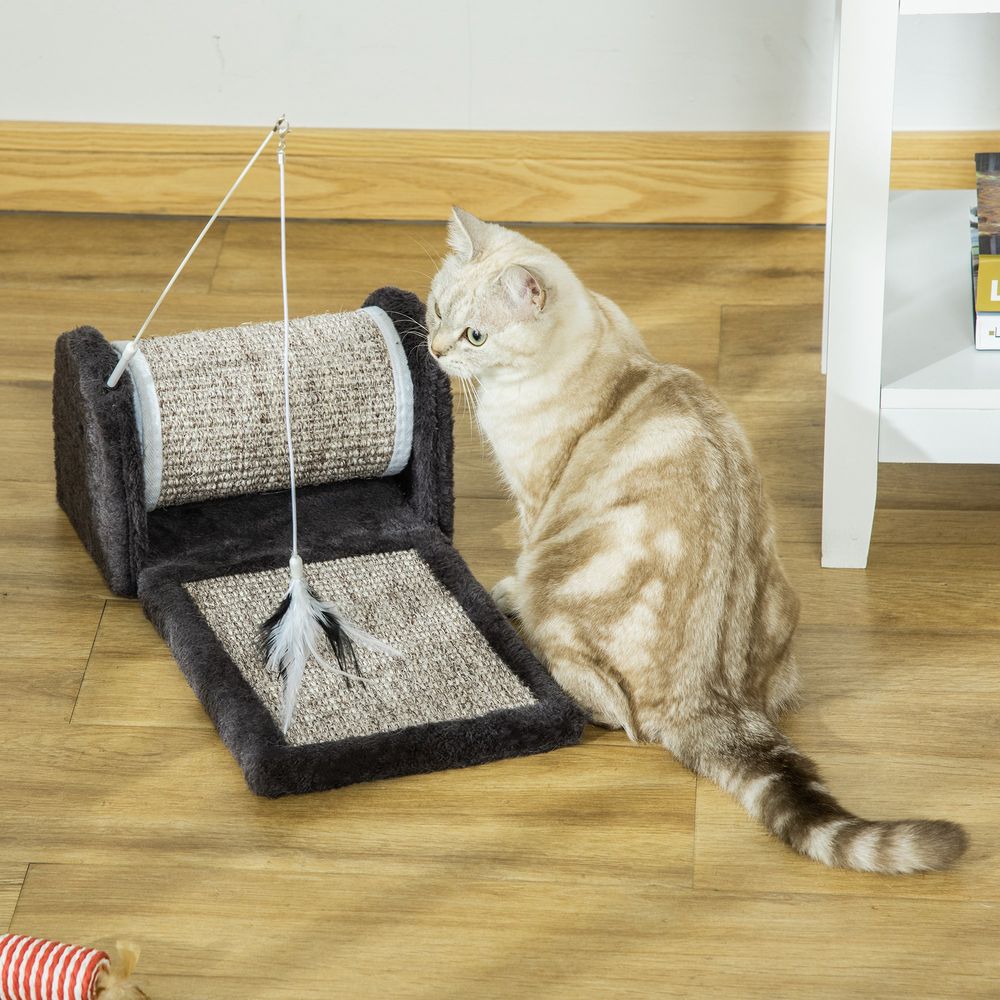 cat and kitten  scratching mat