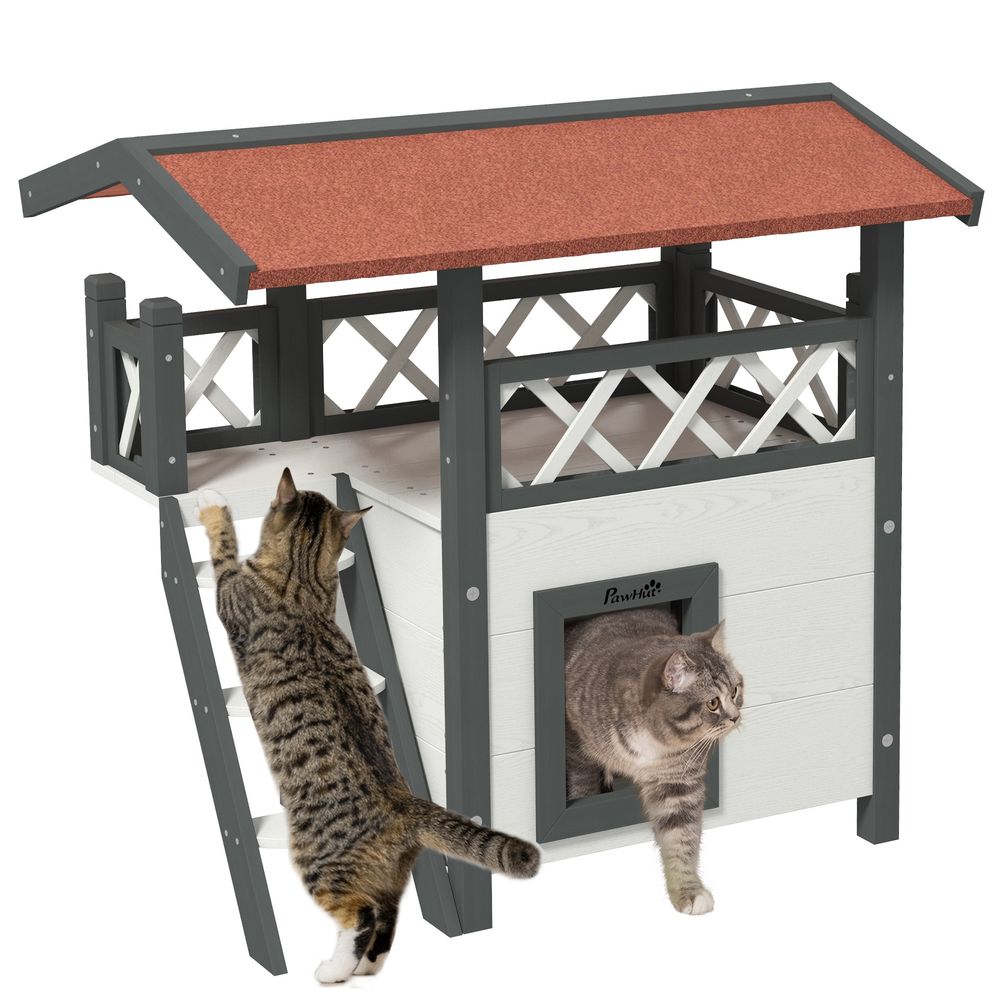 pawHut outdoor cat House with balcony
