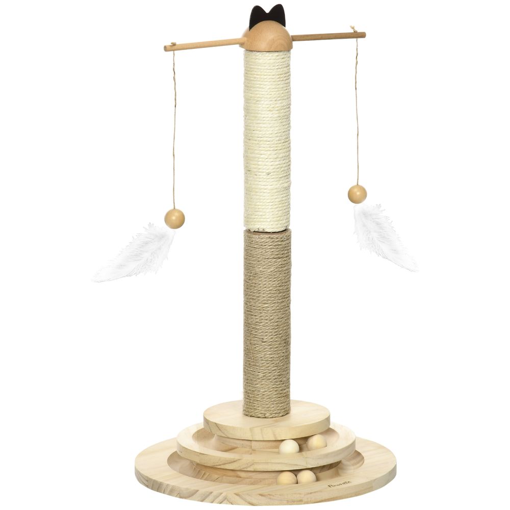 Cat scratching post with play balls and toys