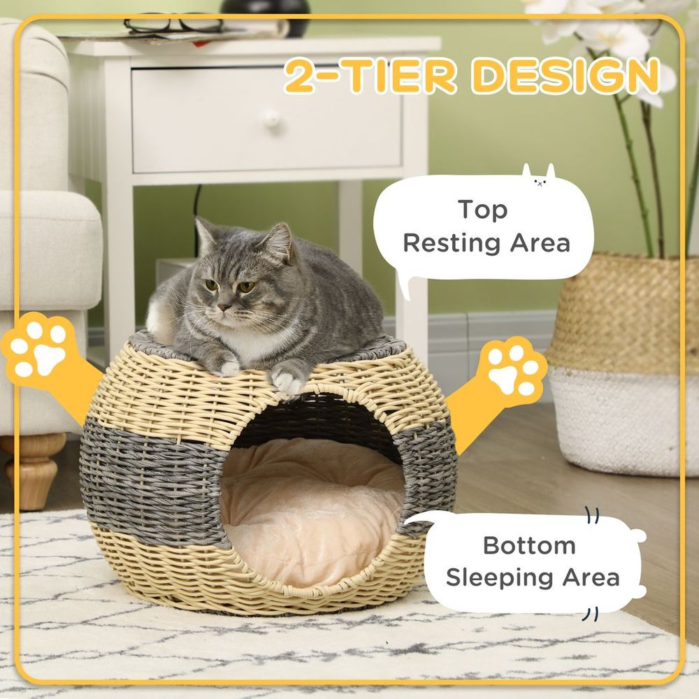2 tier design of Cat Bed Wicker