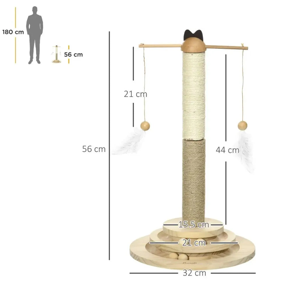 dimensions of Cat scratching post with play balls and toys