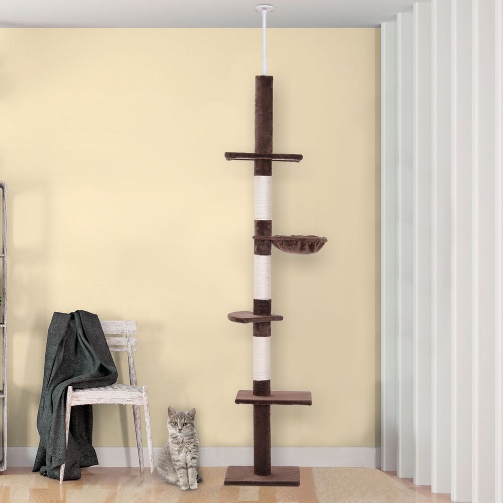 Floor to Ceiling  Five Tier Cat Tree - brown