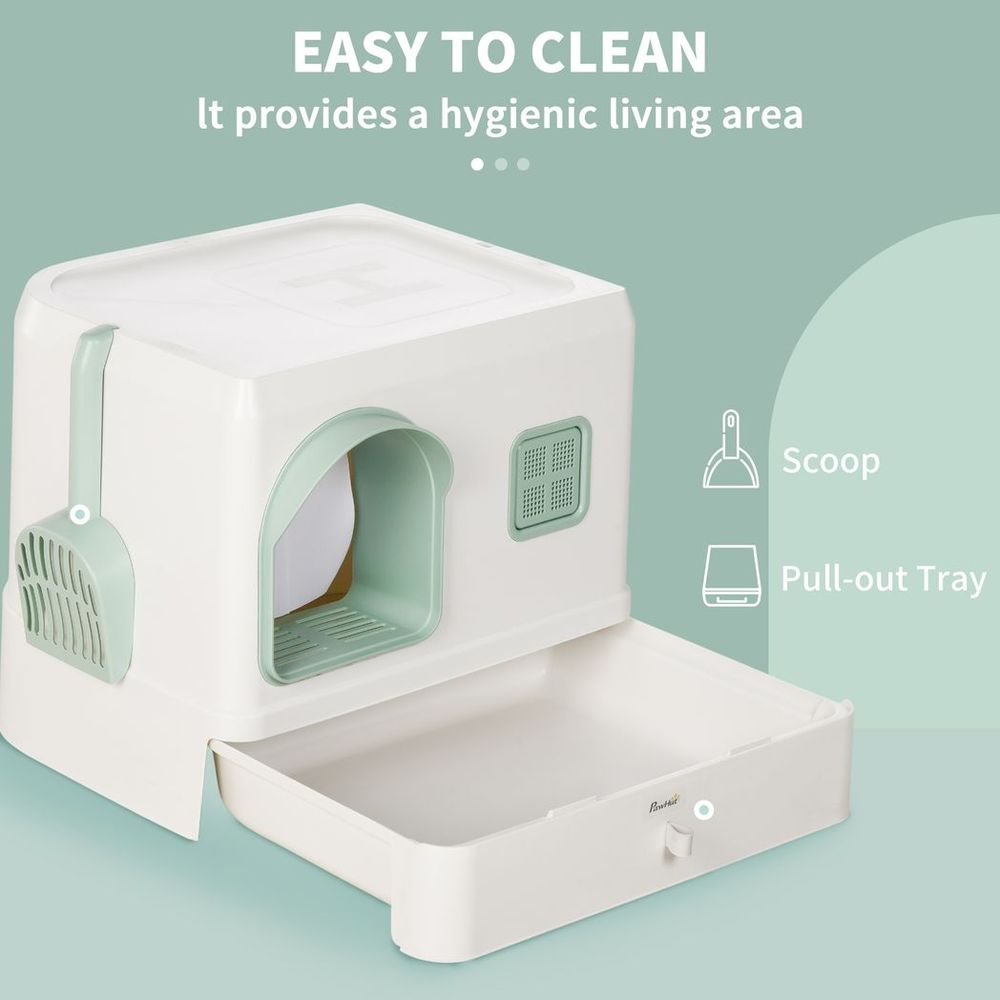 Easy to clean Cat litter remover with privacy, pull out tray and scoop