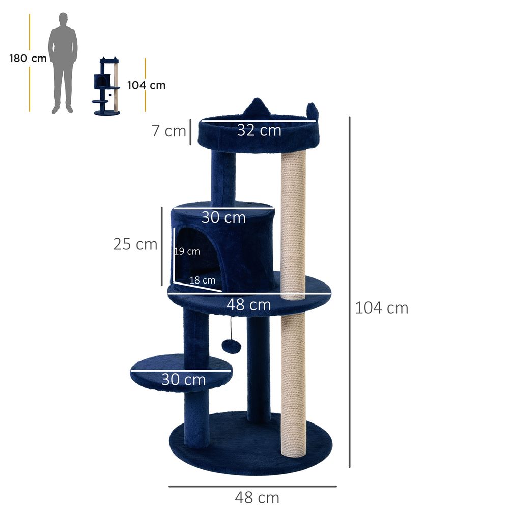 Deluxe Blue Cat Tree with house
