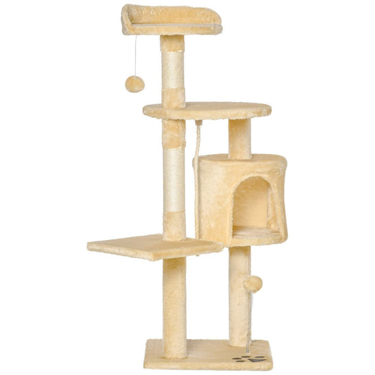 Maine Coon Cat Tree Four Tier Beige
