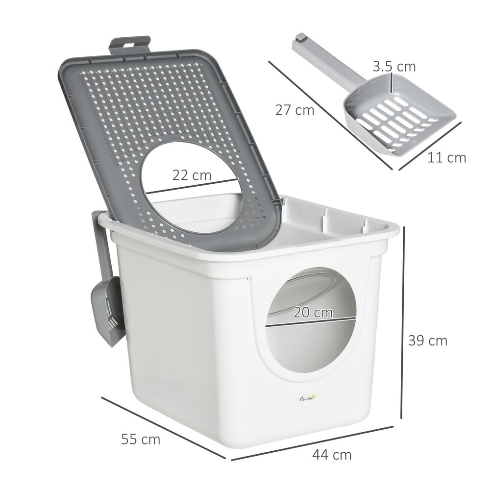 dimensions and sizes of white cat litter box