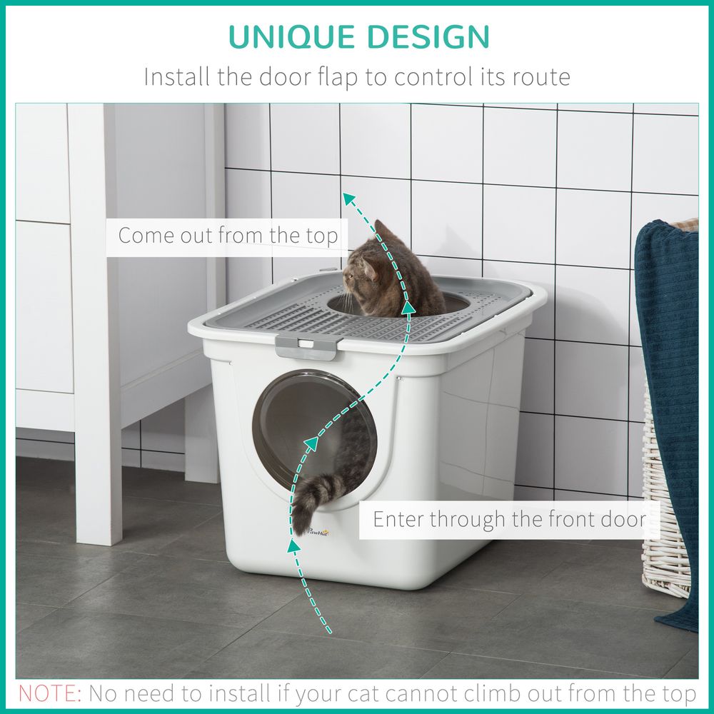 unique design and door entrance and exit of white Cat Litter Box