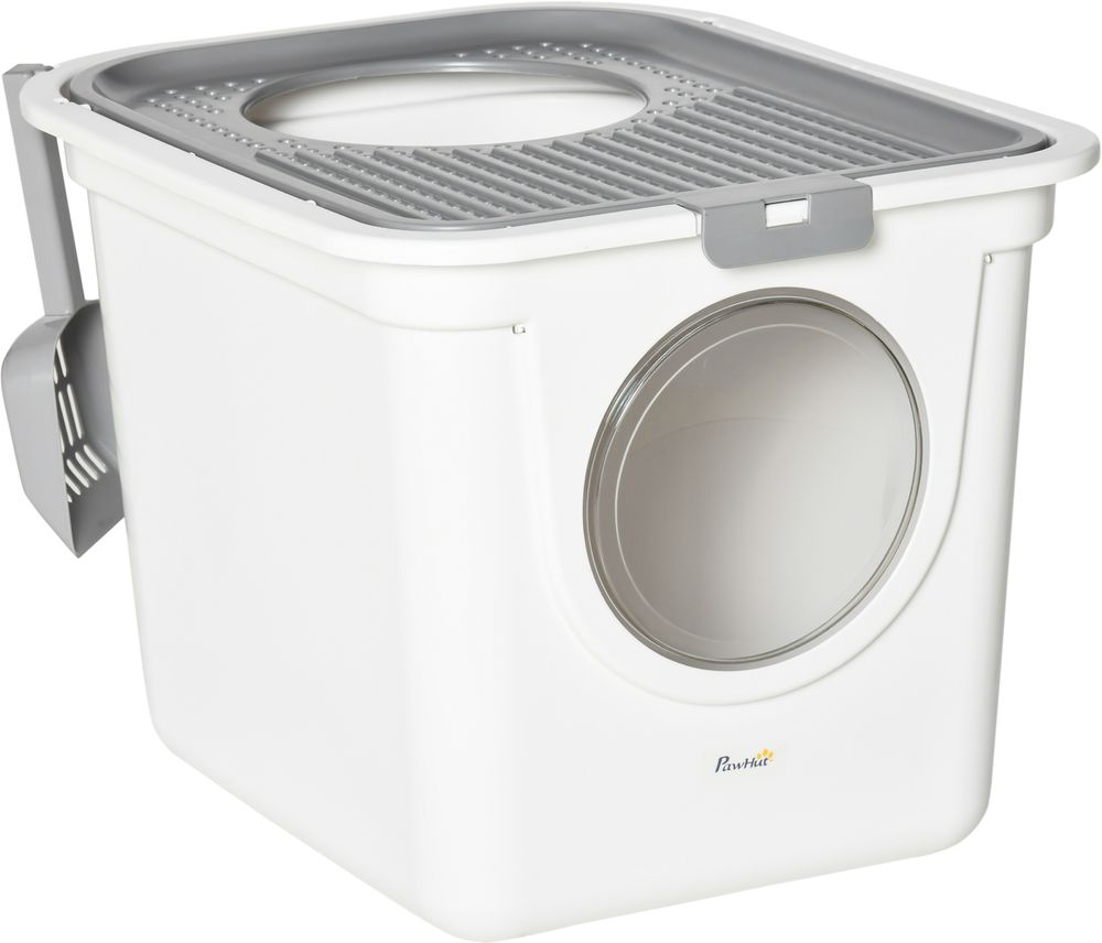 Cat Litter Box White with a scooper