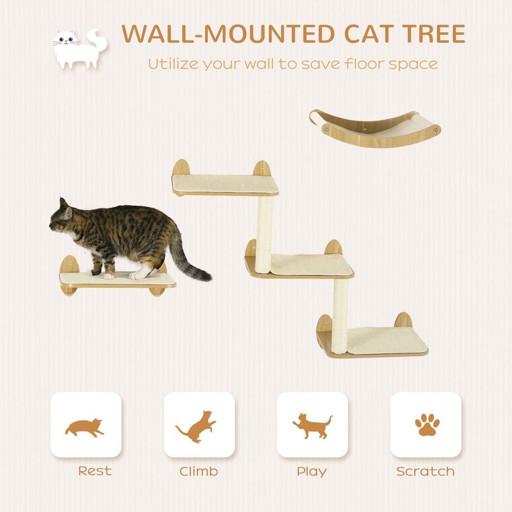 Three Piece Wall Mounted Cat Shelf